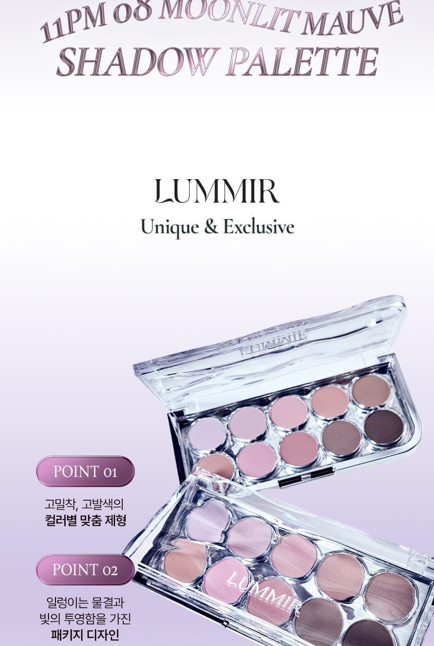 【$0領購🎁送眉筆】自留推介～GlowPick No.1🏆! 星級化妝師iseul研發！LUMMIR Light On Eyes Shadow Palette 10色水光眼影盤(#01-08) - 11PM 08 Moonlit Mauve